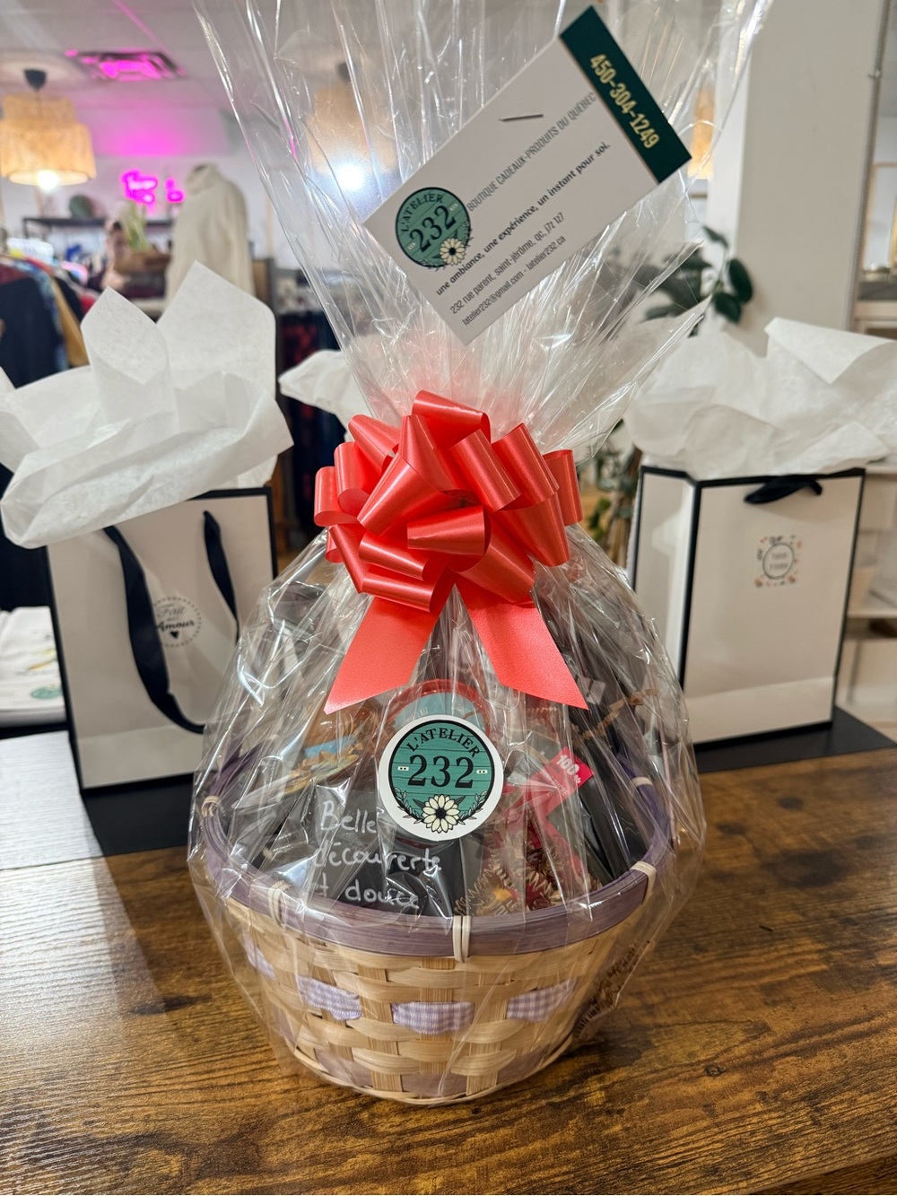 Gift Basket with Red Bow -